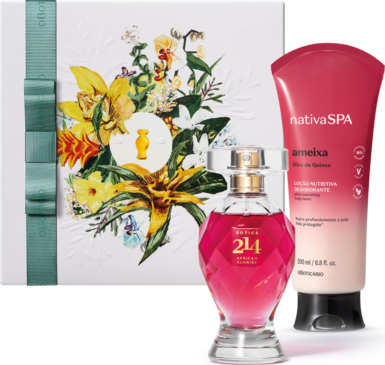 Combo Presente Dia Das Mães: Botica 214 African Sunrise Floral Frutal 75ml + Loção Corporal Nativa Spa Ameixa 200ml