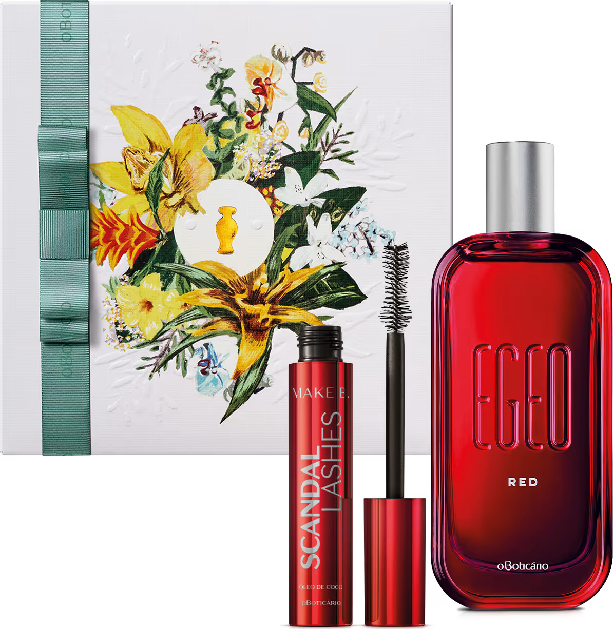Combo Presente Dia das Mães Red: Egeo Desodorante Colônia 90ml + Máscara de Cílios Make B. 10g